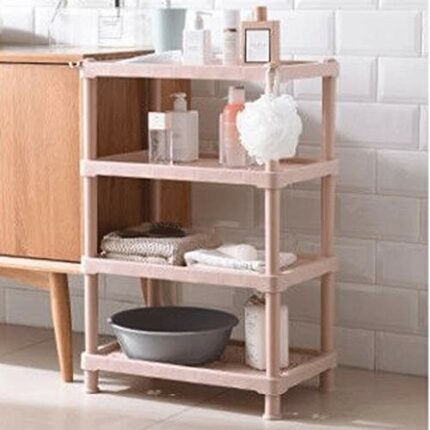 GGBKZ 4-layer Bathroom Shower Shelf, Plastic Storage Shelf with Hooks, for Bathroom and Kitchen Shelf (Color : D)