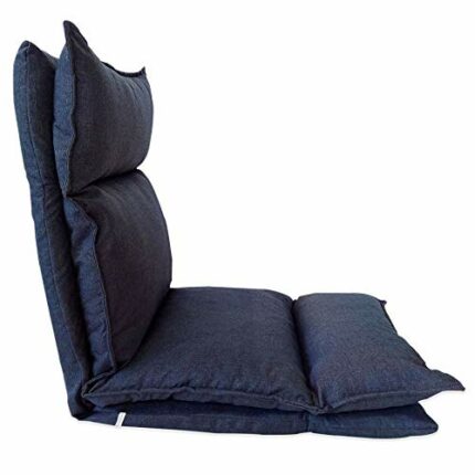 Rebecca Mobili Futon Armchair, Floor Chair Denim Blue Metal Polyester Living Room Porch Saving Relax - Dimensions: 70 x 56 x 70 cm (HxWxD) - Art.