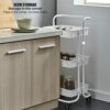 BHVXW Kitchen furniture Multi-Layer Steel Frame Wood Partition Multifunction Organizer Cart With Wheels Kitchen trolley (Color : A, Size : 3-Tier