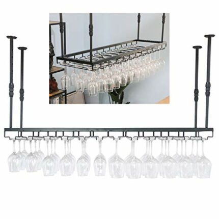 Suspended Ceiling Wine Rack Stylish Simplicity Industrial Retro Metal Wrought Iron Living Room Display Inverted Glass Wine Glass Goblet Bracket A