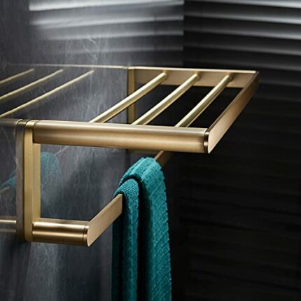HIGOH Towel Racks,Bathroom Towel Rack Wall Mounted Towel Holder,Bathroom Accessory Brass Brushed Shelf,Towel Rack Towel Bar Towel Holder Bath Har