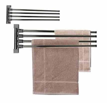 Tredoni 40cm Swivel Towel Bar 4-Arms - Wall-Mounted Polished Chrome Towel Rail (4 Bars)