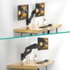 WALI Dual LCD Monitor Fully Adjustable Gas Spring Wall Mount Fit 2 Screens VESA up to 32 inch, 19.8 lbs. Weight Capacity per Arm (GSWM002), Black