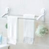 Towel Rail Wall Mounted Towel Holder Stainless Steel Towel Rack Bathroom Suction Cup With Two Hooks Simple Kitchen Toilet Double Pole No Drilling