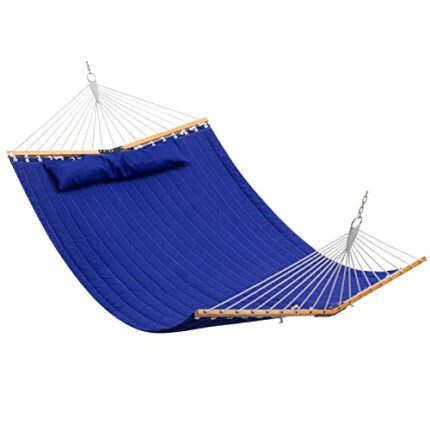 SUPTAIN 2-Person Quilted Fabric Hammock with Suspenders and Removable Pillows, Outdoor Patio and Terrace