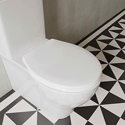 Croydex WL601722H Flexi-Fix Constance ALWAYS FITS NEVER SLIPS Slow Close Anti Bacterial Toilet Seat, White, 43 x 38 x 5 cm