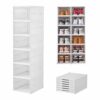 Tuzsocr Set of 6 Clear Shoe Boxes, Shoe Organiser, Installation Free, Stackable Transparent Plastic Shoe Box with Lid for Ladies/Men 34 X 25 X 16