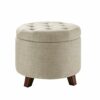 Amazon Basics Upholstered Tufted Storage Round Ottoman Footstool, Burlap Beige, 51 cm x 51 cm x 43 cm