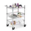 Actask Trolley on Wheels, 3-Tier Shelving Storage Unit with Height-Adjustable Shelves Metal Rack, 500lbs Max Weight Capacity for Laundry Bathroom