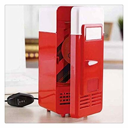 Hbao Mini Red USB Fridge Cooler Beverage Drink Cans Cooler/Warmer Refrigerator for Laptop PC Computer