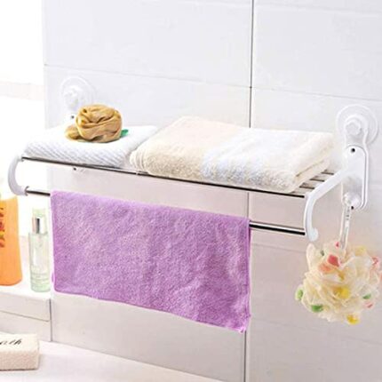Towel Rack Wall-Mounted Towel Rail With Retractable,Suction Cup Hook,Simple And Easy To Install Bathroom Accessories