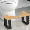 WOWOO 7" Squatting Toilet Stool, Bathroom Poop Stool for Adults, Wooden with Metal Potty Stool Anti-Slip, Brown and Black