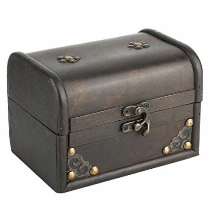 cyrank Vintage Handmade Storage Box, Antique Treasure Chest Decorative Jewelry Toy Storage Box Jewelry Organizer for Gift Box, Cards Collection,