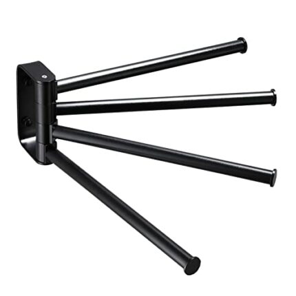 Bathroom Towel Rail Wall Mounted, NEWRAIN Black Swivel Towel Holders with 4 Swivel Bars, Swing Towel Rack for Kitchen, Bathroom, Toilet