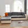 Sofa Seat Cushion Covers Velvet, Sofa Cushion Slipcovers Replacement, Couch Cushion Covers Thick Stretch for Individual Cushions (Gray,Large 1-se
