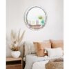 Wall Mirror Crystal Crush Diamond Round Mirrors for Wall 50x50cm Frameless Silver Mirror for Hallway Bathroom Bedroom Decor