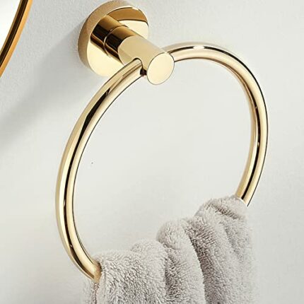 HIGOH Towel Racks,Bath Towel Holder,Bathroom Hand Towel,All Copper Towel,Towel Rack,Towel Hanging Towel Rail,Light round Bathroom Hand Towel Hold
