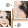 YEAKE Vanity Makeup Mirror with Natural Bamboo Stand,8 Inch 1X/3X Magnification Double Sided 360 Degree Swivel Magnifying Mirror,Portable Table D