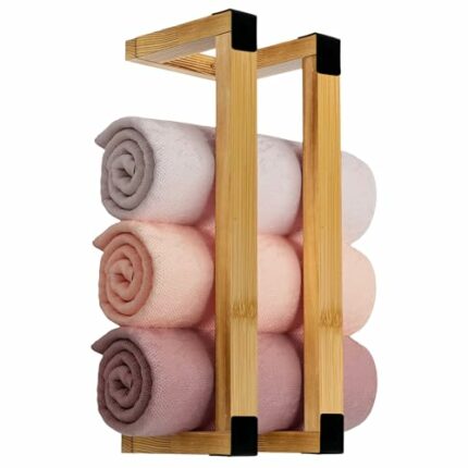 Ro + Co. Compact Towel Rack Wall Mounted for Small Towels - Space-Saving Bathroom Towel Storage - Ideal Towel Storage for Small Bathroom Spaces,