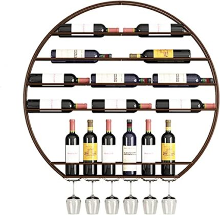 Qunine Wine Bottle Rack with Glass Holder，Wall Hanging Wine Storage Display Racks Floating Wine Shelf Stemware Holder for Under Cabinet Kitchen B