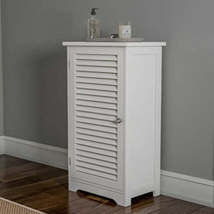 Lavish Home Bathroom Floor Cabinet-Free Standing Storage Cupboard, Medium, White