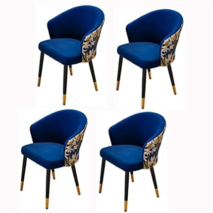 Dining Chair Set Of 4 Living Room Chair with Metal Legs Velvet Seat and Backrests Modern Household Makeup Chair Bedroom Dressing Chair (Color : F