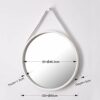 ASPECT M31W Leather Strap Wooden Wall Round Hanging Decorative Vanity Mirror (White, 50 Dia cm)