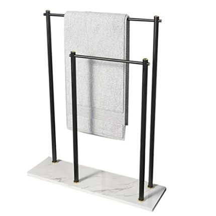 RSOCHS Marble bathroom floor towel bar bathroom towel holder simple bath towel rack coat rack stainless steel towel bar