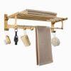 Towel Rack Wall Mounted Towel Holder Adhesive Towel Shelf with Hook No Drill Folding Space Aluminum For Bathroom Toilet,gold,50cm