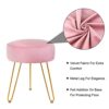 TOUCH-RICH Velvet Footrest Stool Ottoman Round/Square Modern Upholstered Vanity Footstool Side Table Seat Dressing Chair with Golden Metal Leg(Pi