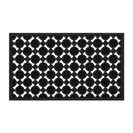 Relaxdays Pattern Natural Rubber Doormat, 60 x 40 cm, Door Mat Inside & Outside, Non-Slip Bottom, Black