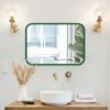 AOAOPQ 45x65 cm Green Wall Bathroom Mirror Horizontal Vertical for Vanity Rectangle Large Bathroom Mirror Vanity Mirror Anti Rust Hangs Horizonta