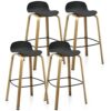 SDFGH Set of 4 Barstools 30inch Pub Chairs w/Low Back&Metal Legs