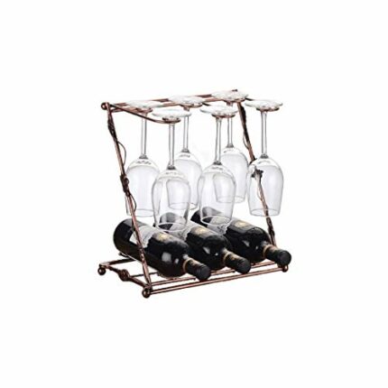 DLOETT Iron Wine Rack- European Hanging Cup Wine Rack Wine Glass Hanging Rack Hanging High Glass Rack Wine Rack Six Cups Retro Style Creative Wro