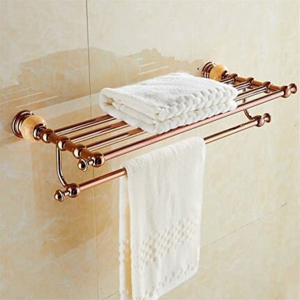 HIGOH Towel Racks,Bathroom Towel Rack Wall Mounted Towel Holder,European Antique Bathroom,Jade Bathroom Towel Rack,Wall Mount Towel Shelf