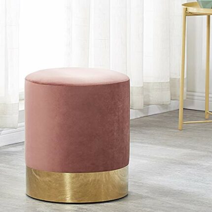 P&N Homewares® Dolce velvet Pouffe - PINK | Velvet Upholstered | Modern Round Pouffe | Bedroom & Living Room Furniture