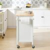 DINGZZ Design Kitchen Trolley with Worktop Kitchen Island Kitchen Cabinet Trolley Sideboard on Wheels White Natural