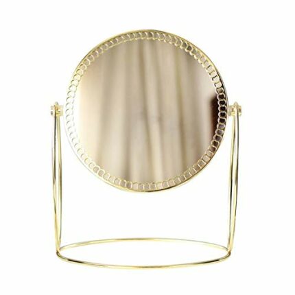 QUANJJ Simple Makeup Gold Nordic Style Double Sided Table High End Ladies Office Dormitory Desktop Round Tool