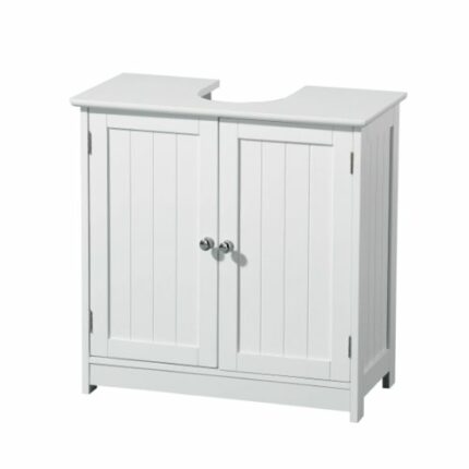 Premier Housewares White Pedestal Sink Under Sink Unit Kitchen Sink Bathroom Under Sink Cabinet Under Basin Storage Undersink Cabinets h60xw60xd3