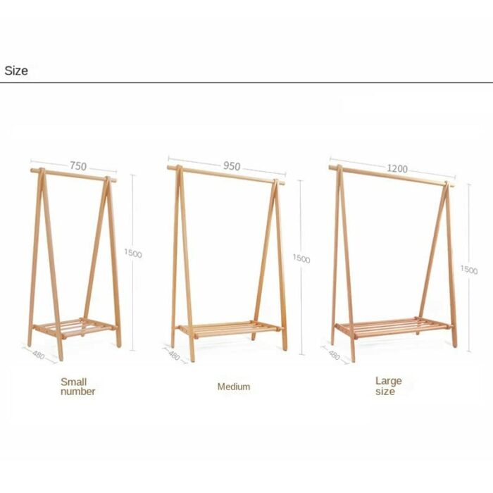 N/A Clothing Rack Stand Coat Rack Solid Wood Floor Hanger Foldable Hanger Home Bedroom (Color : D, Size : S)