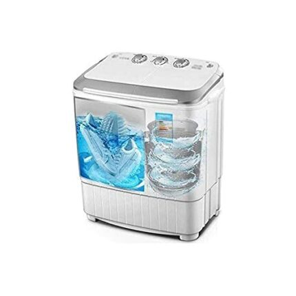 Portable Mini Compact Twin Tub Washing Machine Washer Spinner Portable Washing Machine, White(mini washing machine)