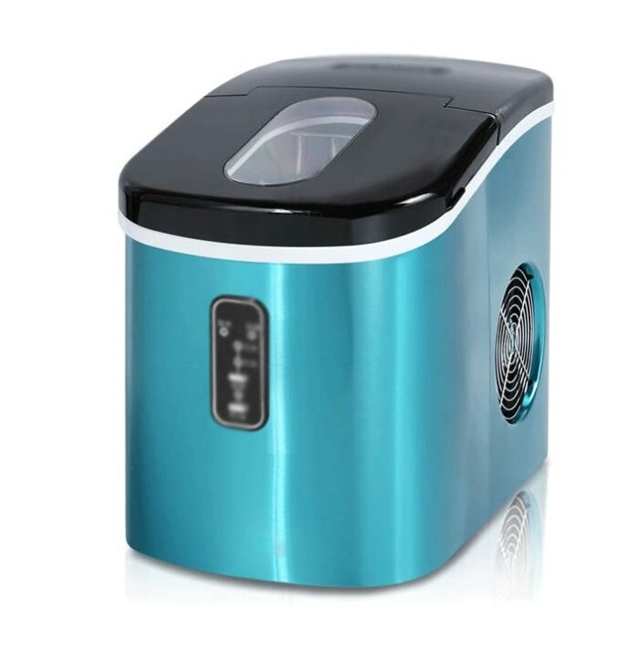 LUKEO Ice Maker Mini Small Commercial Household Ice Maker Milk Tea Shop Blue Stainless Steel Ice Maker Bar Coffe Shop