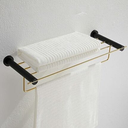 HIGOH Towel Racks,Bathroom Towel Rack Wall Mounted Towel Holder,European-Style Towel Rack Hook,Bath Towel Rod,Simple Rack with Firm Hardware