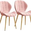 Kitchen Dining Room Furniture Chairs Kitchen Chairs Set Of 2 Velvet Seat Dining Chairs with Backrest Metal Legs for Lounge Living Room Corner Cha