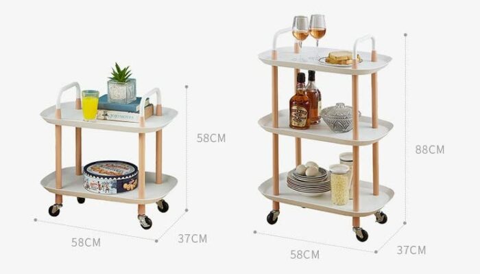 SLNFXC Home Three-layer Removable Dining Trolley Home Kitchen Storage Shelf Multi-function Utility Metal Cart (Color : Argento, Size : 1pcs)
