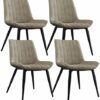 dining chair Kitchen Dining Room Furniture Chairs Set Of 4 Dining Chairs With Metal Feet And Backrests PU Leather Seats Suitable For Kitchen Dini