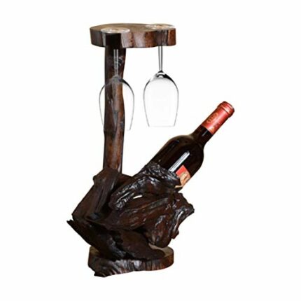 KXDCZ Cup Holder, Wine Rack Decoration, Wine Glass Holder Upside Down Wine Bottle Solid Wood Retro Creative Wine Display Stand Creative
