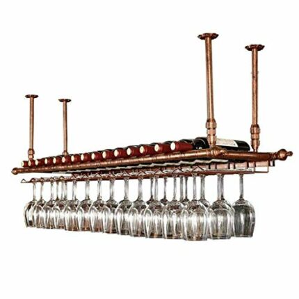 Stylish Simplicity Down Ceiling Wine Rack Simple Craft Retro Creative Display Goblet Storage Wine Rack Wine Glass Holder Restaurant Kitchen Bar B