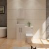 VeeBath STR-CR47-WH Lumin Cloakroom Vanity Basin Cabinet 2 Soft Close Door Bathroom Furniture Unit with Ceramic Sink-470mm, High Gloss White, 470