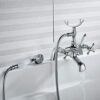 Victorian Bath Taps with Shower,Luckyhome Traditional 1/4 Turn Dual Lever Bathroom Tub Tap Mixer,Chrome